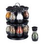 Spice rack with 16 clear glasses 29x19cm., black/silver color