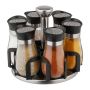 Spice rack with 6 clear glasses 16x17cm., black/silver color