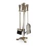 Set of 4 fireplace tools and stand 64x22x20cm., gold/black