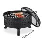 Fire pit with grill accessories 51x60cm., black/silver color