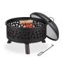 Fire pit with grill accessories 51x60cm., black/gold color