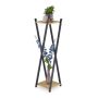 Flower stand with 2 shelves 99x29x29cm., black/light brown