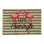 Doormat "Let's Flamingle" 60x40 cm., light brown/blue/pink