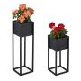 Set of 2 flower stands, black
