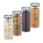 Set of 4 transparent containers for bulk products 22x9.5cm, 1.3L., silver color