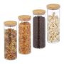 Set of 4 transparent containers for bulk products 28x10cm, 1.6L, light brown