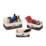 Set of 3 baskets, dark brown/white