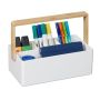Writing instrument organizer 8.5x26x16 cm., white/light brown