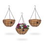 Set of 3 hanging pots 48x31cm., black/light brown/silver color
