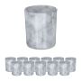 Set of 12 candlesticks 8.5x7cm., gray/white