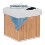 Folding seat with hinged lid 35x35x35cm., light brown/white
