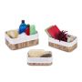 Set of 3 baskets, light brown/cream/black