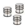 Set of 3 stainless steel door stops, silver