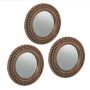Set of 3 hanging mirrors 25x2cm., gold/black