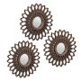 Set of 3 hanging mirrors 24x2cm., copper/black