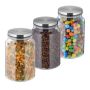 Set of 3 transparent containers for bulk products 19x12cm, 1.5L., silver color