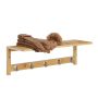 Wall shelf with hooks 18x62x16cm., light brown/silver color