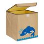 Folding box with lid 33x33x33cm., beige/blue/white