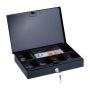 Flat cash box with 2 keys, black