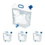 Set of 4 collapsible transparent water canisters with faucet 37.5x42.5x5.5cm., blue