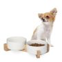 Bowls with stand 9x32x17cm., white/light brown
