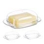 Set of 3 transparent butter jars with lids 6.5x18.5x12.5cm.