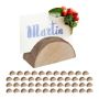 Set of 48 wooden card/business card holders 3x5–7x3 cm., light brown/brown color