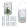 Set of 12 transparent candlesticks 10.5x7cm., silver color