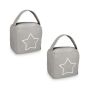 Set of 2 door stops with star, grey