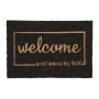 Doormat "Welcome and leave by 9:00" 60x40 cm., black/light brown