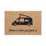 Doormat "Home is where you park it" 60x40 cm., light brown/black