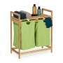 Bathroom shelf with laundry basket 73x64x33cm., green/light brown