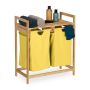 Bathroom shelf with laundry basket 73x64x33cm., yellow/light brown