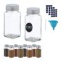 Set of 10 transparent spice jars 11x4x4cm., silver color