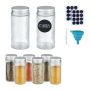 Set of 8 transparent spice jars 9.5x4cm., silver color