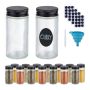 Set of 16 transparent spice jars 9.5x4.5cm., black