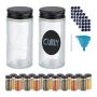 Set of 20 transparent spice jars 9.5x4.5cm., black