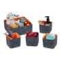 Set of 5 baskets, dark grey/orange