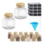 Set of 14 transparent spice jars 7.5x5x5cm., light brown color