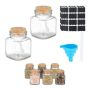 Set of 8 transparent spice jars 7x5x5cm., light brown color