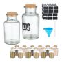 Set of 14 transparent spice jars 13x6.5cm, light brown