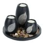 Set of 3 candlesticks and tray, black, light gray/brown