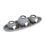 Set of 3 candlesticks and tray, grey