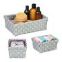 Set of 3 baskets, grey/white