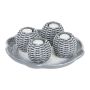Set of 4 candle holders and tray, light grey/white