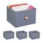 Set of 4 foldable boxes 20x28.5x27.5cm., gray/light brown