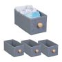 Set of 4 foldable boxes 12.5x14x27.5cm., gray/light brown