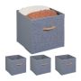 Set of 4 foldable boxes 28.5x30x30cm., gray/light brown
