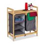 Bathroom shelf with laundry basket 77x69.5x36cm., light brown/gray