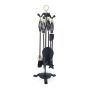 Set of 4 fireplace tools and stand 68x20x20cm., black/gold color
